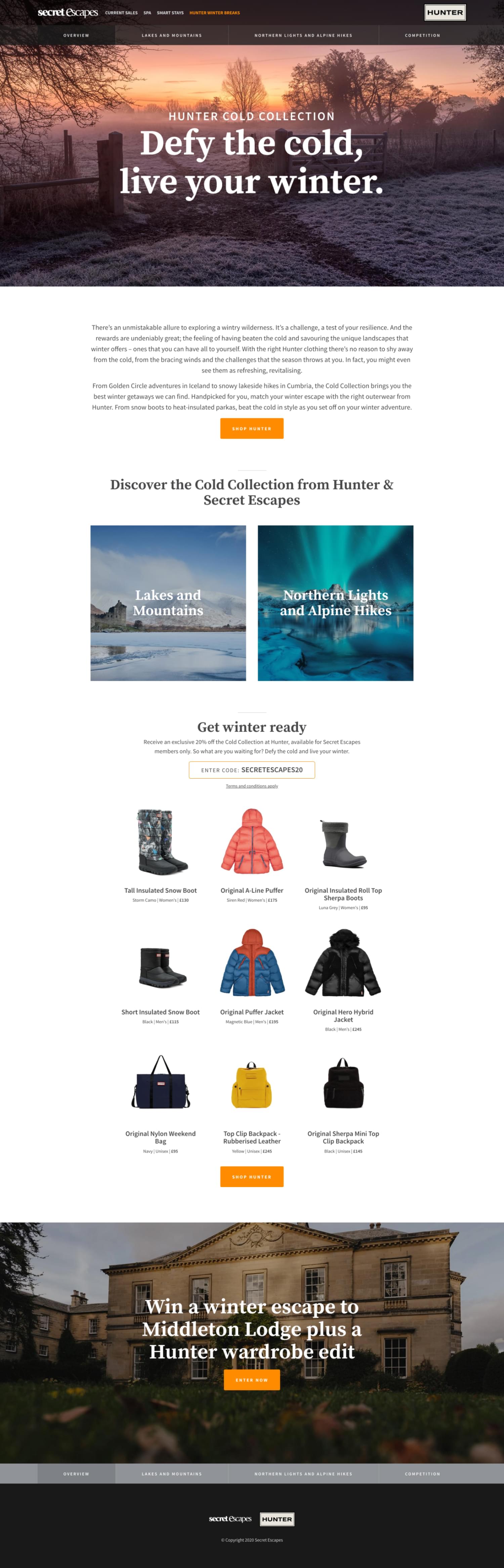 Hunter Boots microsite